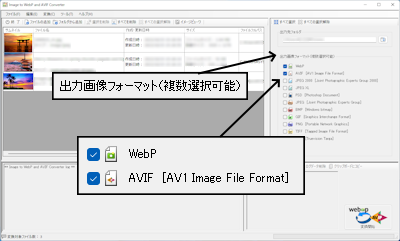 Image to WebP and AVIF Converter 出力タイプの選択